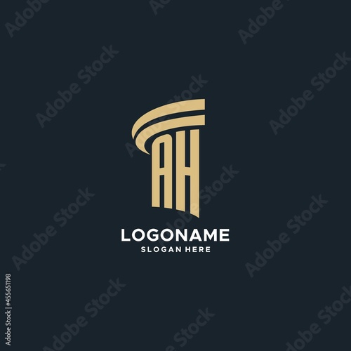 AH monogram with pillar icon design, luxury and modern legal logo design ideas