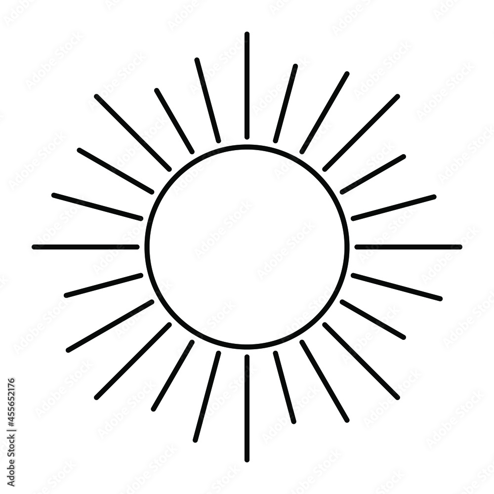Retro Sun Ray, Sun Burst Emblem, Sunshine Sunburst Logo, Isolated Vector Illustration