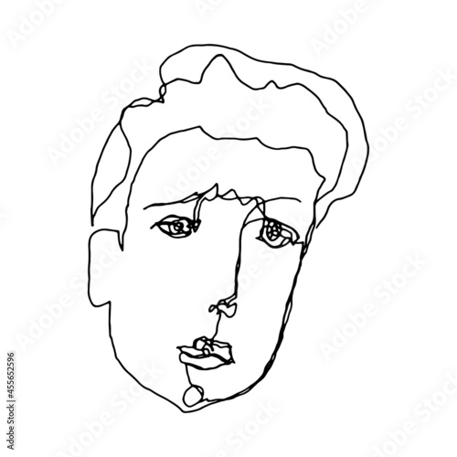 Human portrait line drawing. Sketch of an unattractive, plain looking abstract person. Digitally created illustration of a fictive person.