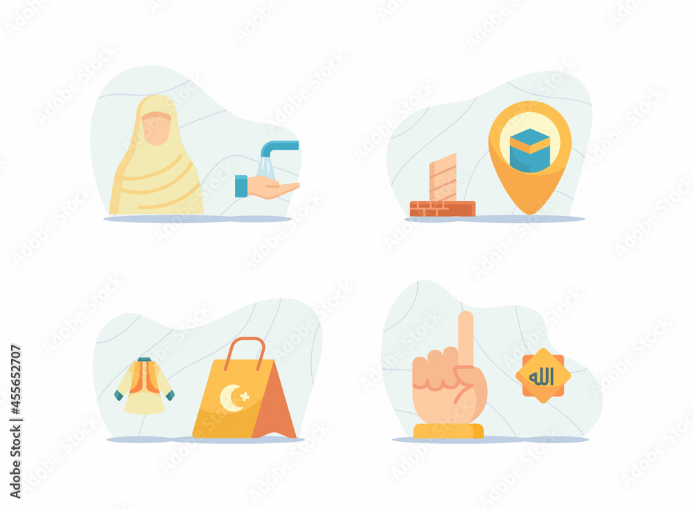 sacrifice set collection package white isolated background with modern flat cartoon style