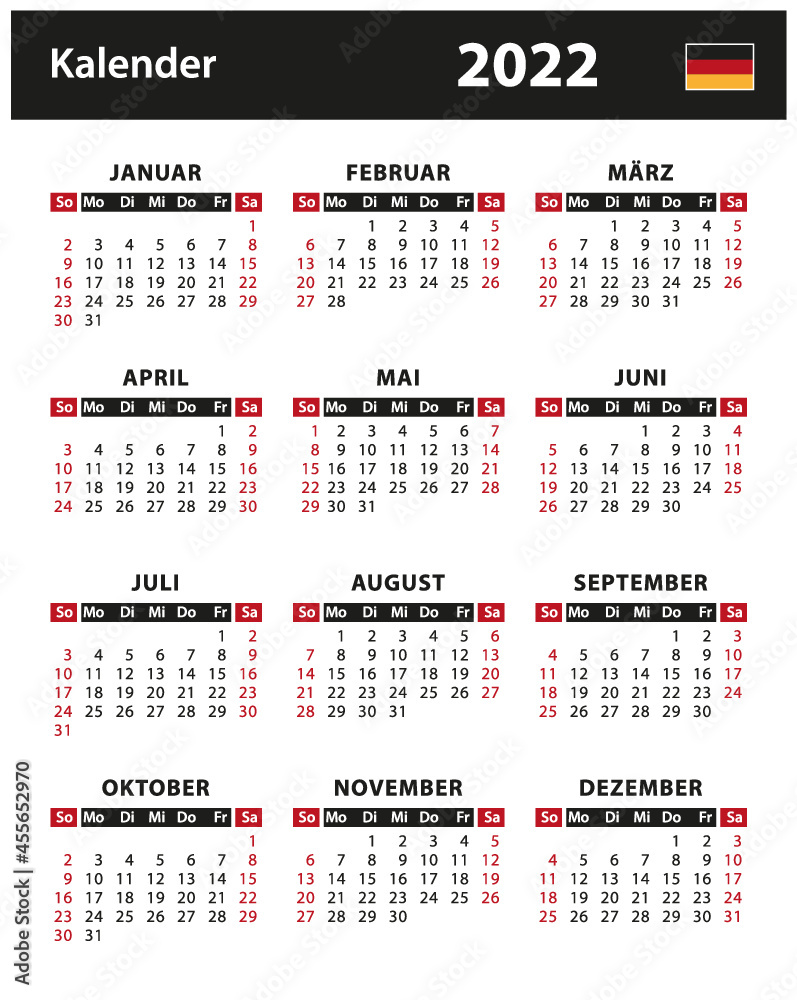  Foto zu 2022 Calendar - vector stock illustration. Germany, German version 