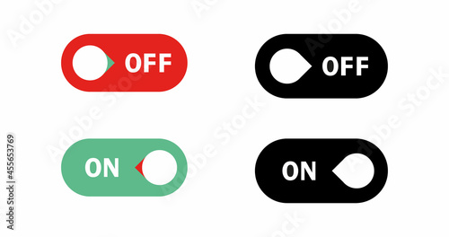 Set on off. On and Off Toggle switch button vector format. Toggle slide for mobile app, social media. Vector illustration.