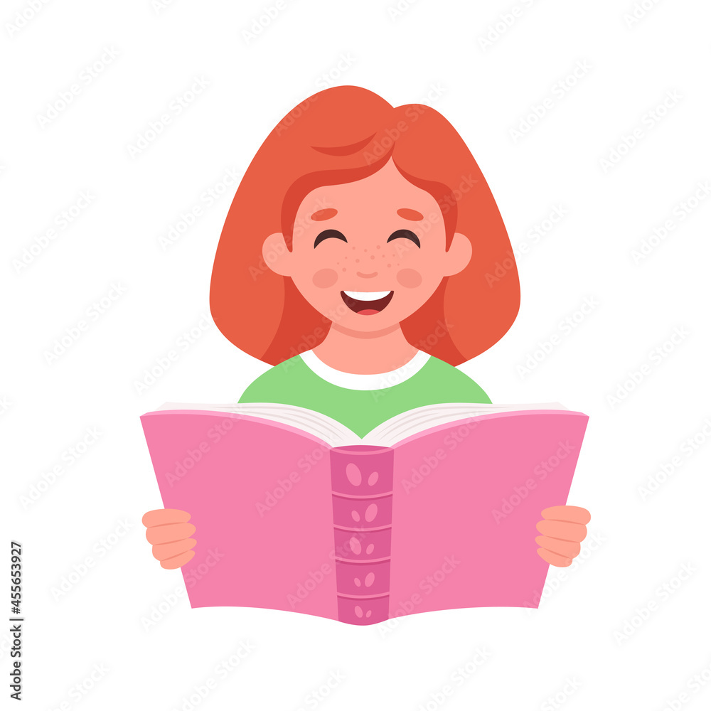 Girl reading book. Girl studying with a book. Vector illustration Girl reading book. Girl studying with a book. Vector illustration