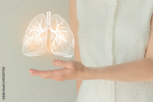 Woman in white clothes, handrawn human lungs, healthcare service concept stock photo © mi_viri