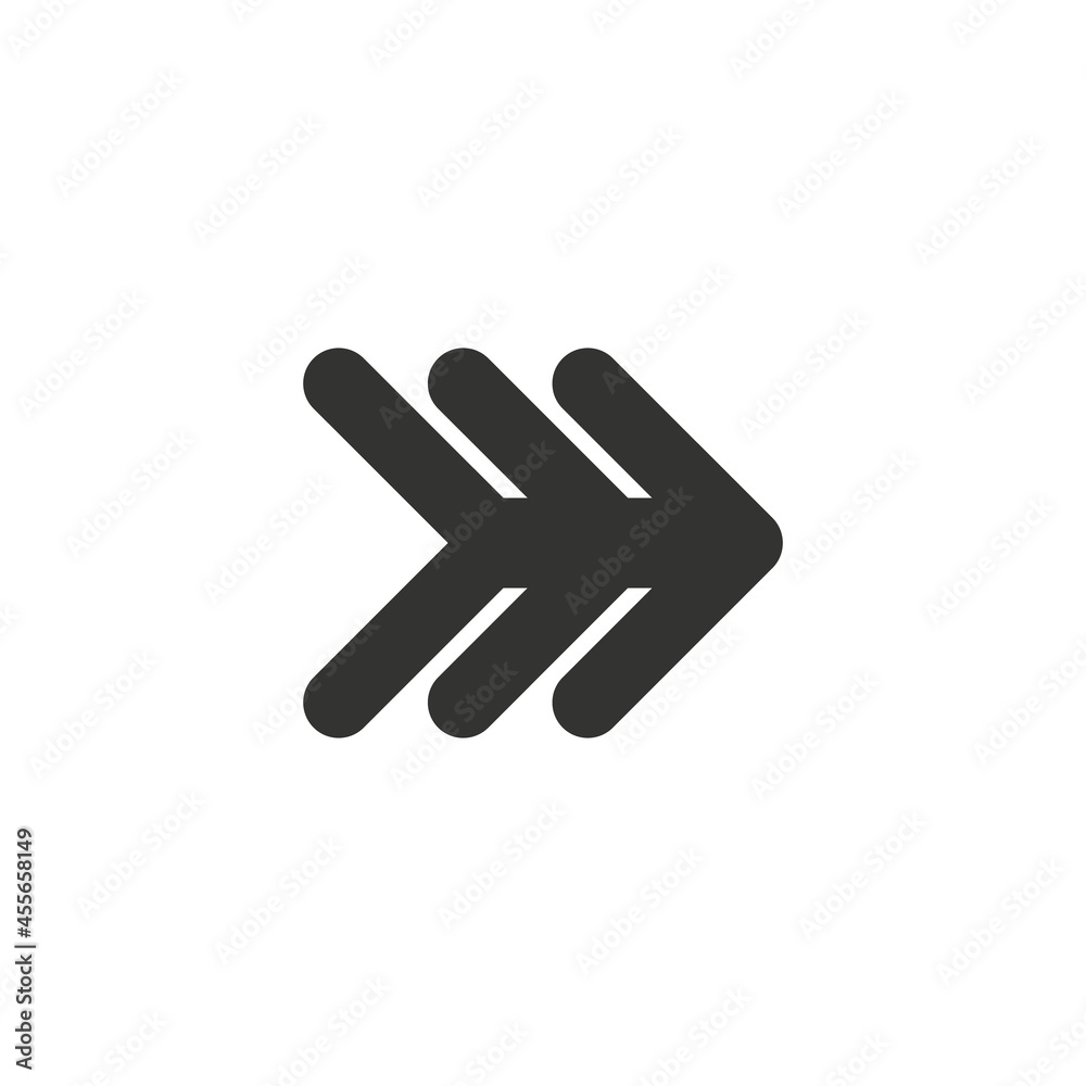 Black vector chevron arrows pointing right in circle, three arrows in row. road sign for turn. Stock Vector illustration isolated on white background. Black vector chevron arrows pointing right in circle, three arrows in row. road sign for turn. Stock Vector illustration isolated on white background.