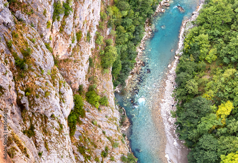 Beautiful canyon of blue mountain river Tara in Montenegro Beautiful canyon of blue mountain river Tara in Montenegro