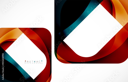Minimal background. Abstract square shape with round corners created with wavy forms. Vector Illustration For Wallpaper, Banner, Background, Landing Page