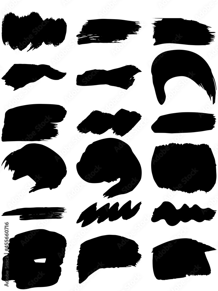 Black paint brush strokes, dirty inked grunge art brushes. Dirty ink texture splatters. Grunge rectangle text boxes
Black paint brush strokes, dirty inked grunge art brushes. Dirty ink texture splatters. Grunge rectangle text boxes