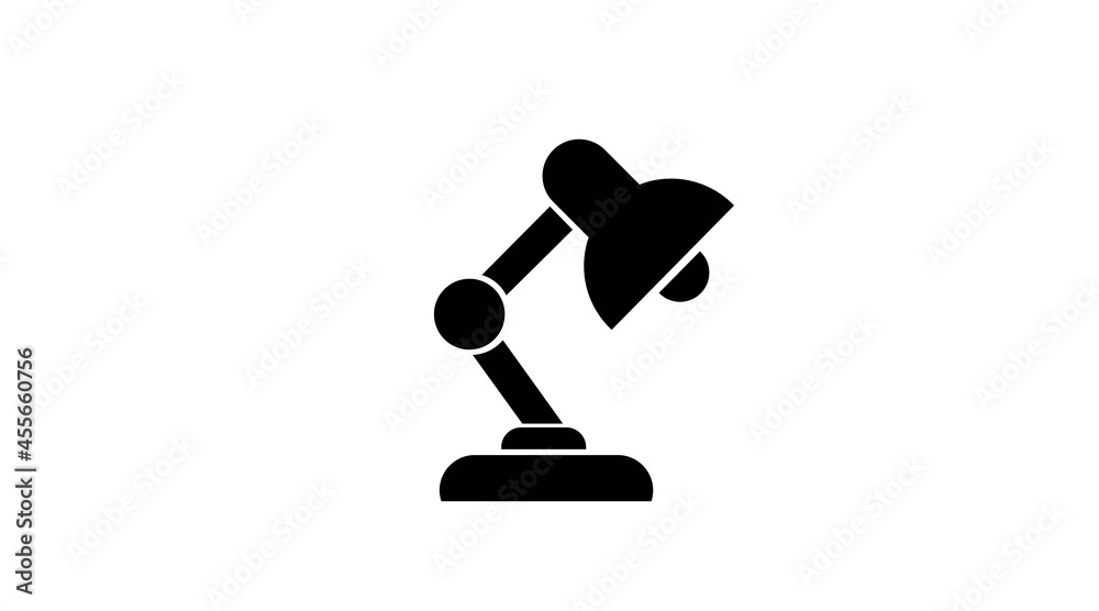 Desk Lamp Icon. Vector isolated black and white editable ilustration