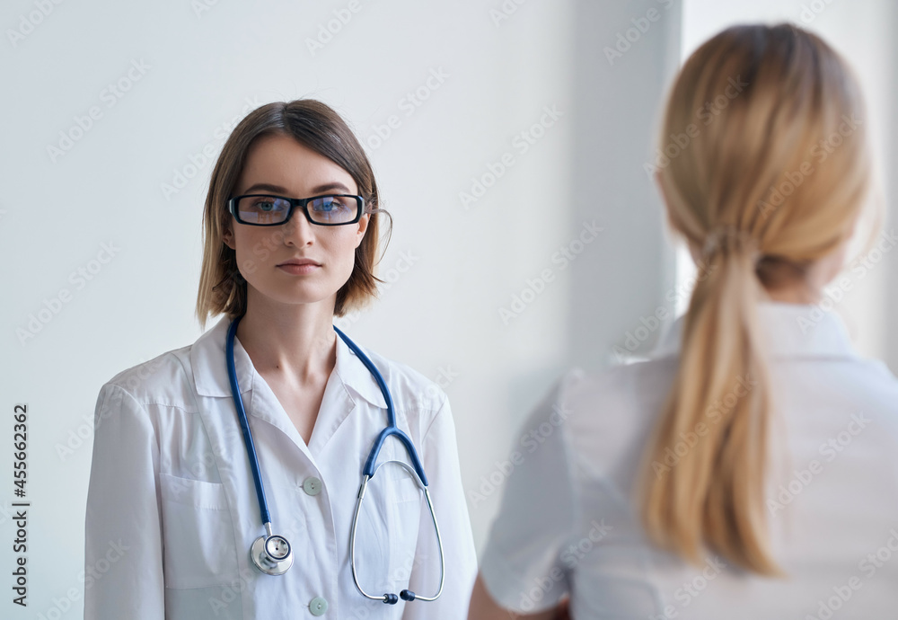 nurse health diagnostics analysis hospital light background nurse health diagnostics analysis hospital light background