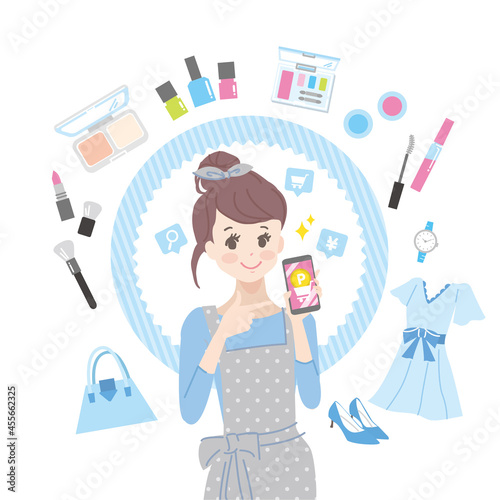 オンラインショップで買い物をする若い女性
