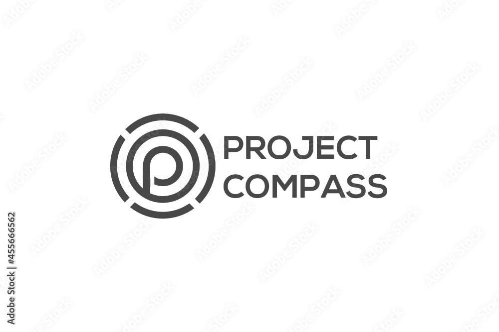P latter compass  logo template
