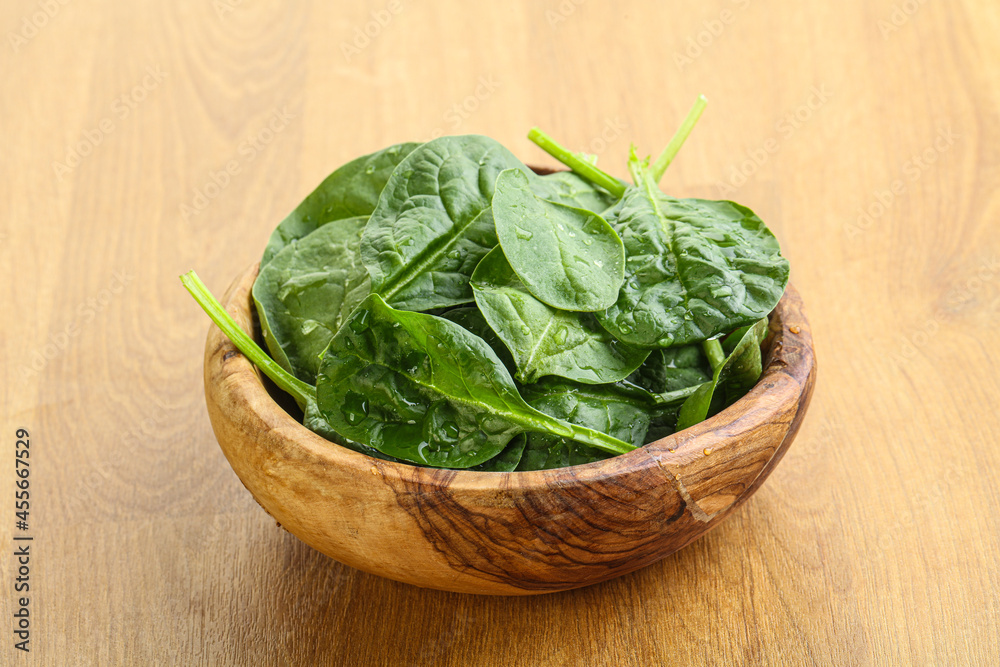 Fresh green spinach leaves in the bowl Fresh green spinach leaves in the bowl