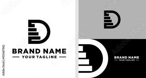 LETTER D LOGO STAIRS NEGATIVE SPACE EDITABLE