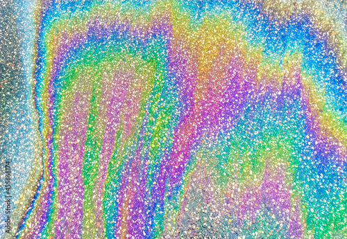 Gasoline stain on the roadway.