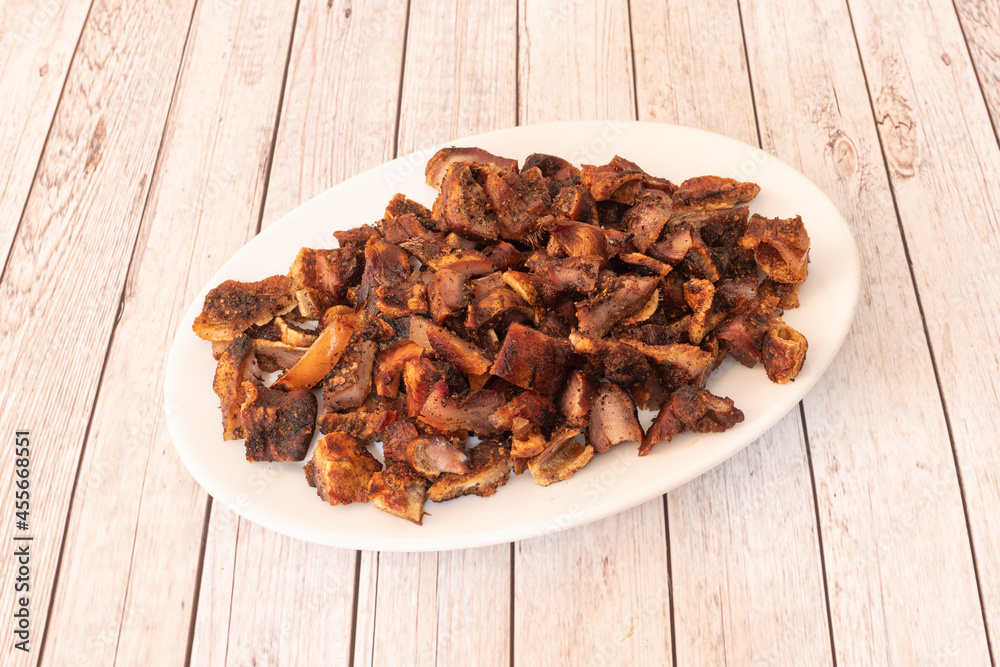Fried ear dish served in Spanish tapas restaurant Fried ear dish served in Spanish tapas restaurant