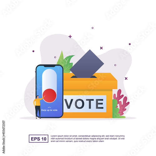 Online vote concept with the person sliding the button up to select.