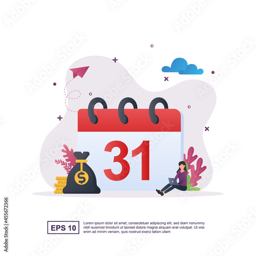Salary payment concept with a calendar that shows the 31st.