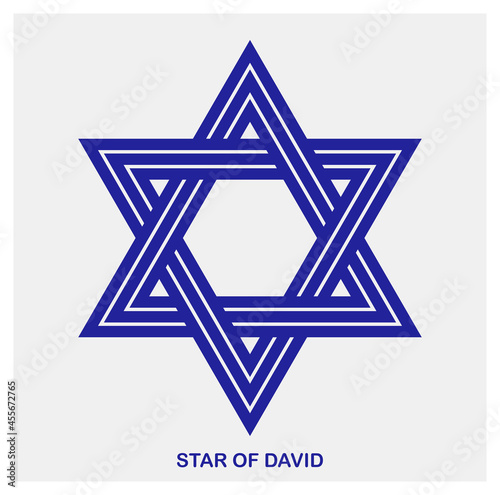 Star of David ancient Jewish symbol made in modern linear style vector icon isolated on white, hexagonal star logo or emblem.