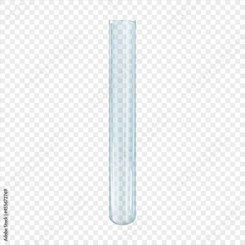 Realistic test tube isolated. 3d vector illustration transparent empty clear laboratory glass. Scientific glassware