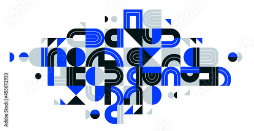 Abstract geometric composition vector design, blue abstraction isolated on white, modern style shapes illustration art.