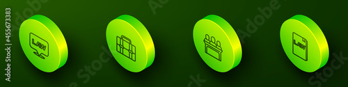 Set Isometric line Location law, Briefcase, Jurors and Law book icon. Vector