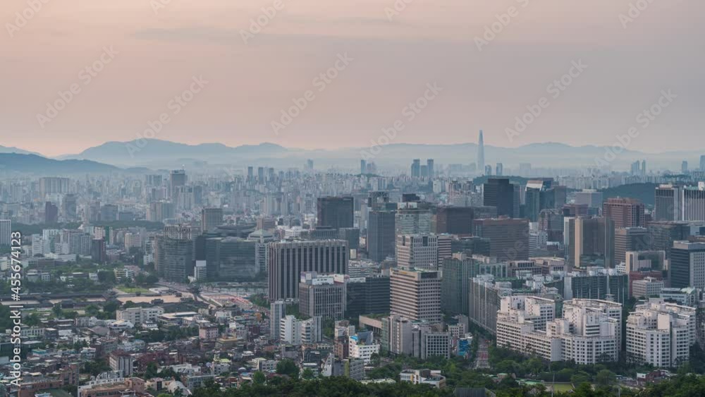 Time lapse 4k Seoul,city skyline in South Korea. Time lapse 4k Seoul,city skyline in South Korea.