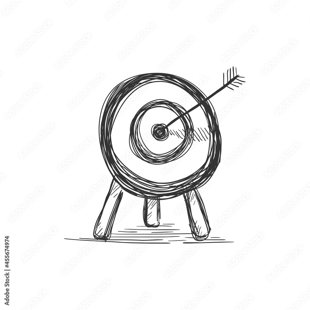 Vector Archery Target Sketch Icon on White Background Stock Vector Adobe Stock