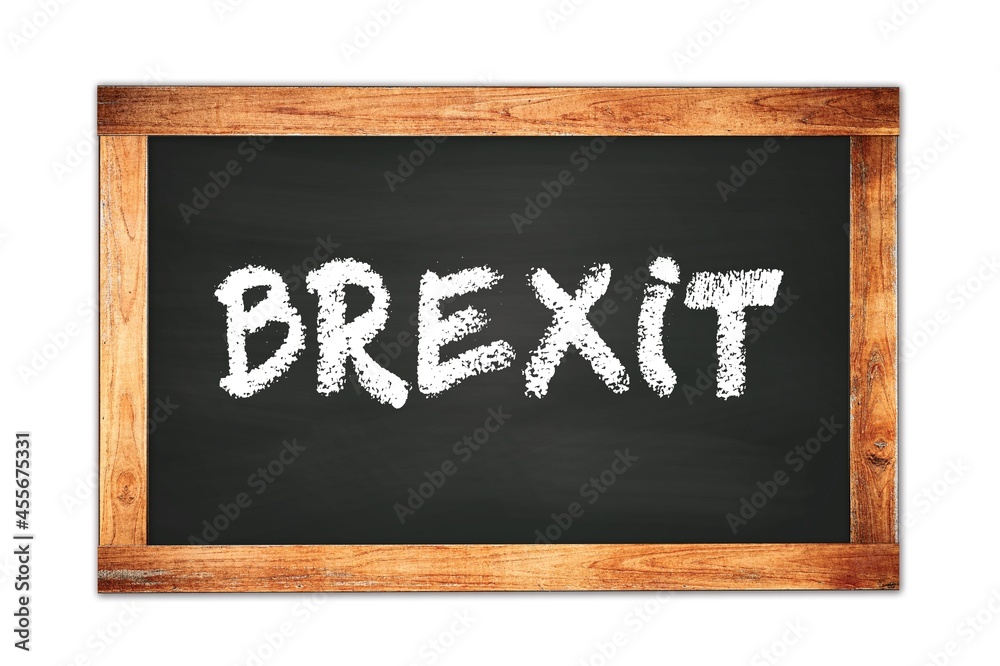 BREXIT text written on wooden frame school blackboard. BREXIT text written on wooden frame school blackboard.