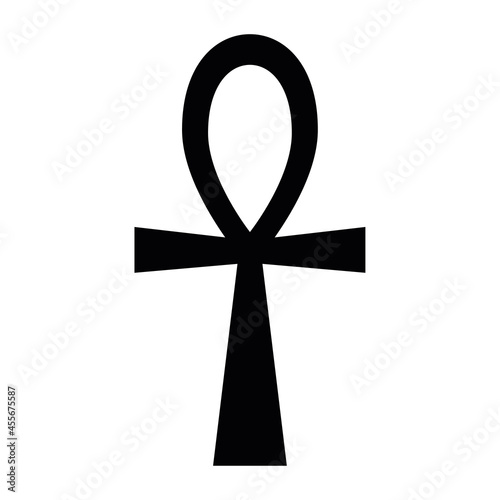 Ankh or Key of Life. Egyptian hieroglyphic symbol of life. Simple flat black vector icon.