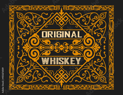 Whiskey label with old frames