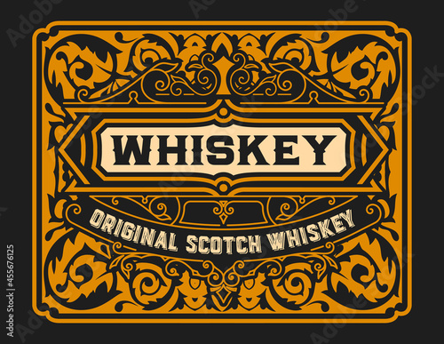 Whiskey label with old frames