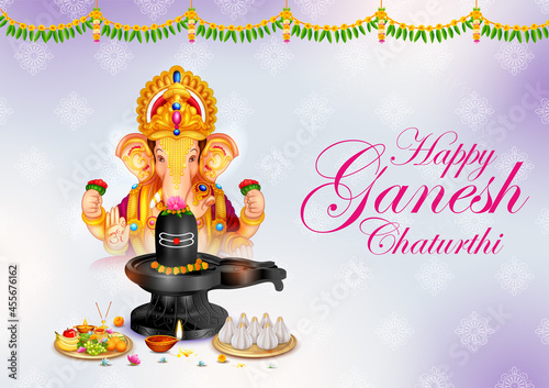 Lord Ganpati background for Ganesh Chaturthi festival of India with message meaning My Lord Ganesha