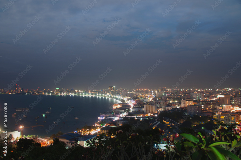 Pattaya city at night .The city is alive 24 hours a day.
