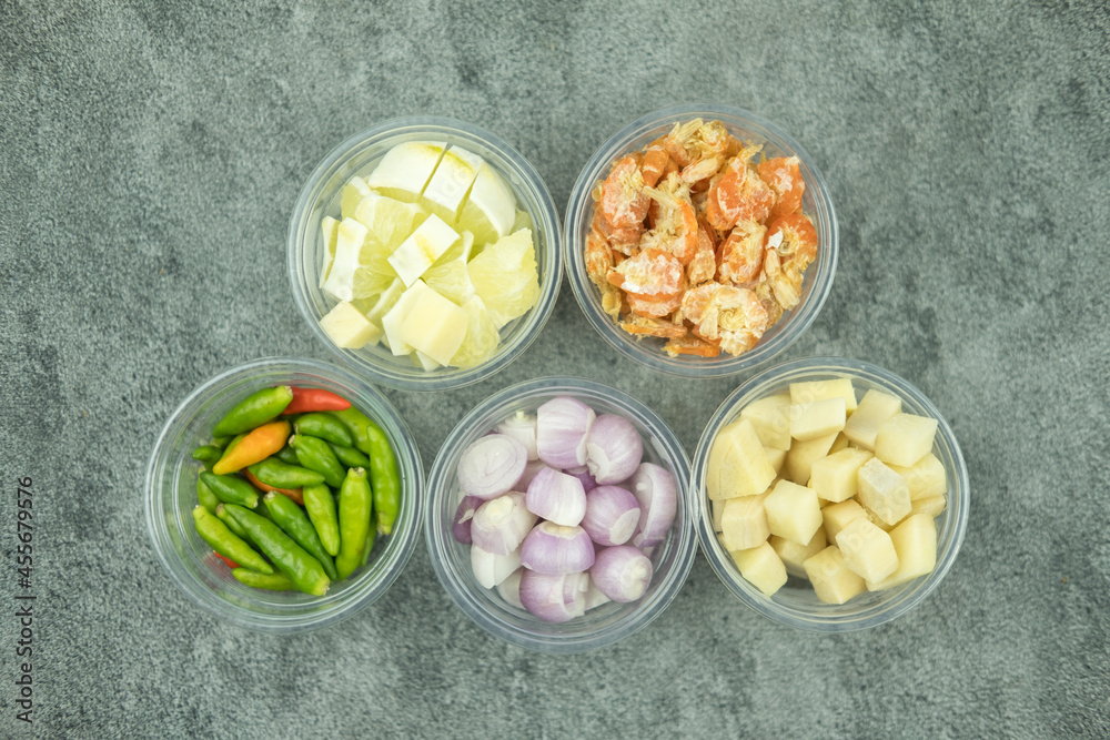 Various kinds of Thai food ingredients prepare of cooking. Various kinds of Thai food ingredients prepare of cooking.
