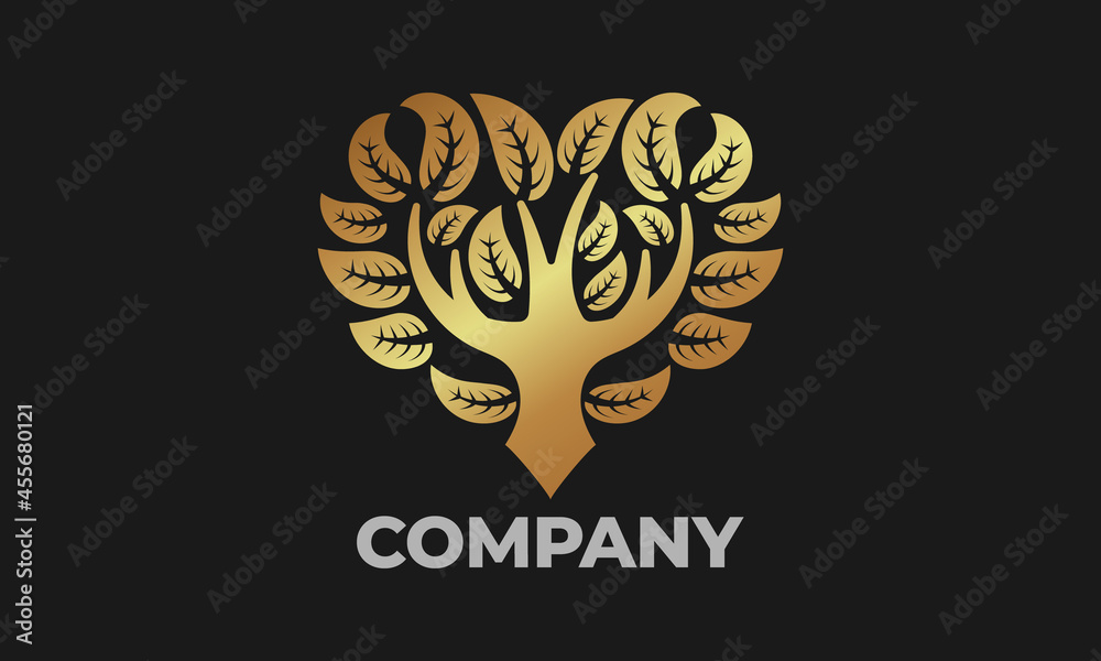 Gorgeous golden tree heart logo Gorgeous golden tree heart logo