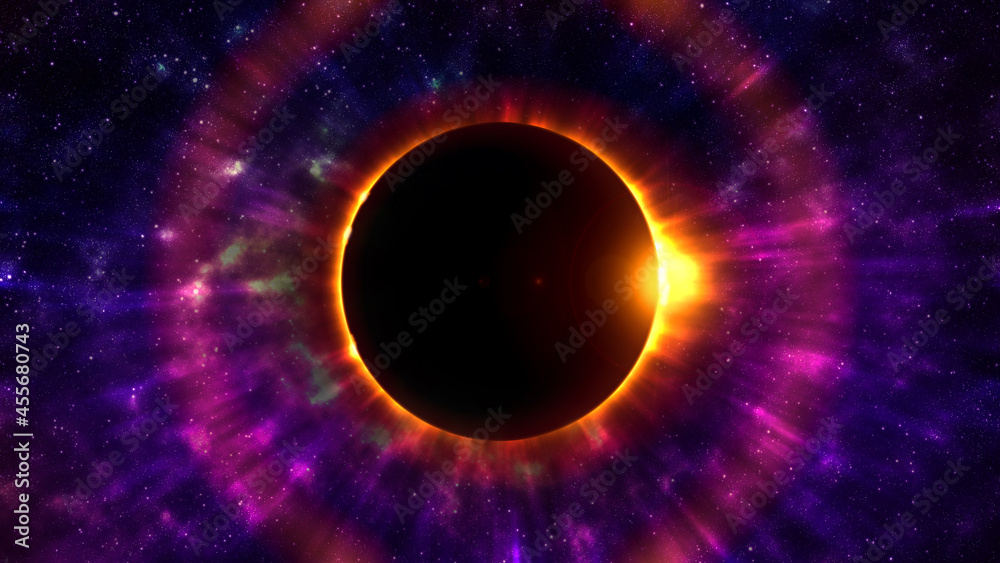 Ringed solar eclipse. Elements of solar eclipse