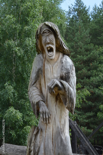 Wooden sculpture of slavic beast