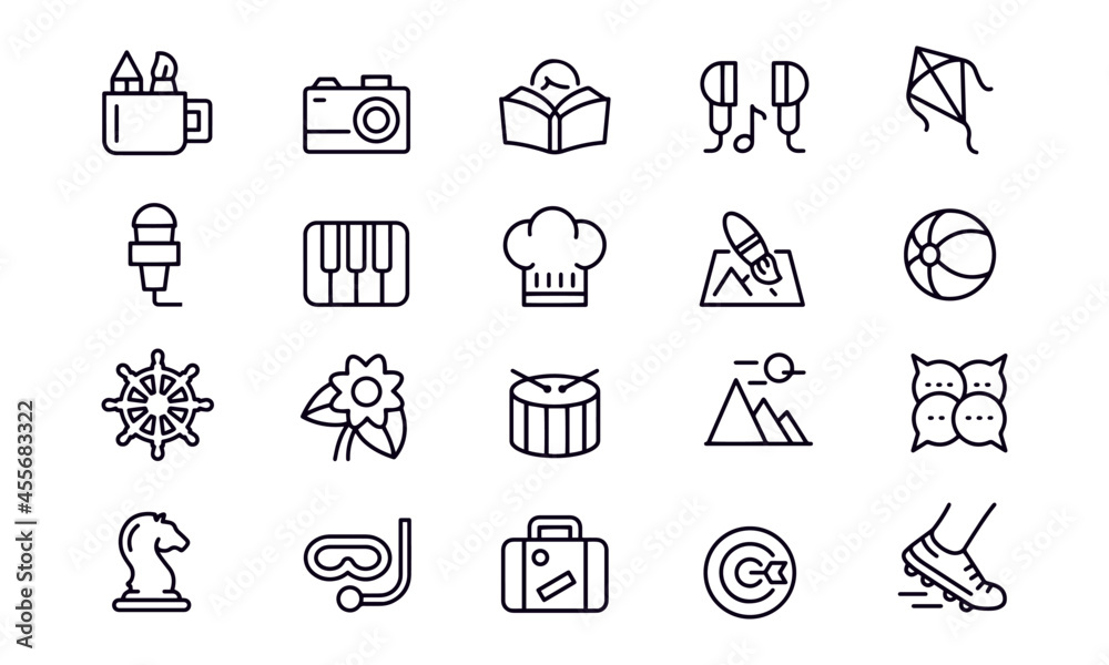 Fototapeta premium Hobby icon set vector design 