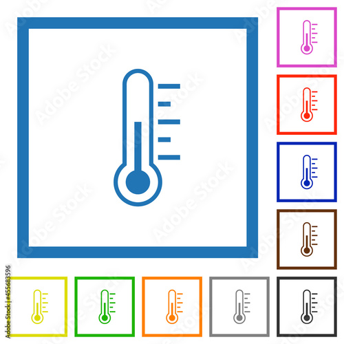 Thermometer medium temperature flat framed icons
