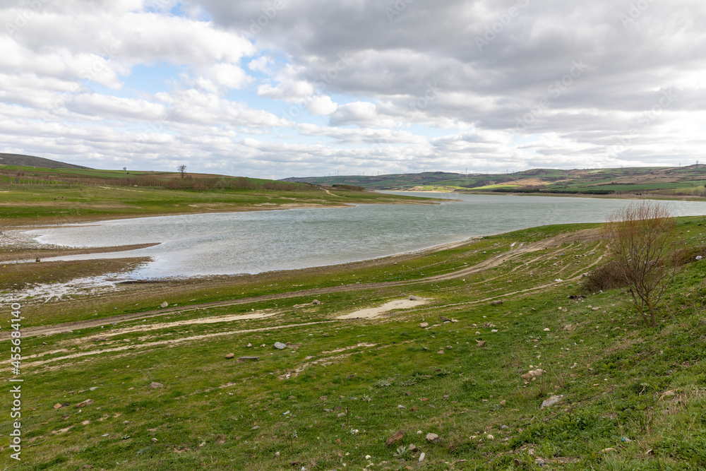 The view of Sazlibosna Village and Sazlibosna Dam surrounding, located in the middle of the Istanbul Canal route before the project start in Istanbul, Turkey. The view of Sazlibosna Village and Sazlibosna Dam surrounding, located in the middle of the Istanbul Canal route before the project start in Istanbul, Turkey.