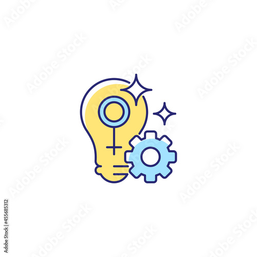 Fulfill female potential RGB color icon. Feminist activist. Raising woman status. Creating opportunity for girls. Preventing gender inequality. Isolated vector illustration. Simple filled line drawing