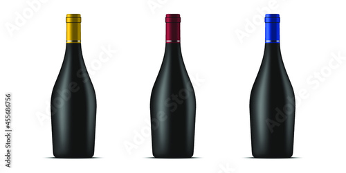 set of wine bottles isolated on white