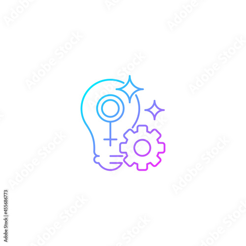 Fulfill female potential gradient linear vector icon. Feminist activist. Raising woman status. Create opportunity. Thin line color symbol. Modern style pictogram. Vector isolated outline drawing