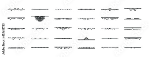 Set Black Simple Line Collection Doodle Border Elements Vector Design Style Sketch Isolated Illustration For Banner