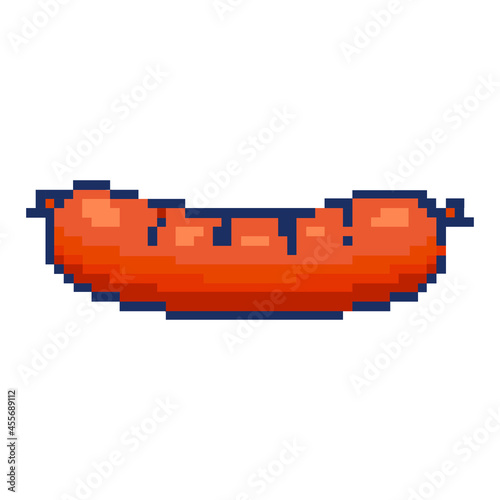 Delicious Sausage 64 Bit Pixel Art Vector Design for Icon, Symbol, and Logo. Pixelated Icon for Game and Website. EPS 10 Editable Stroke photo