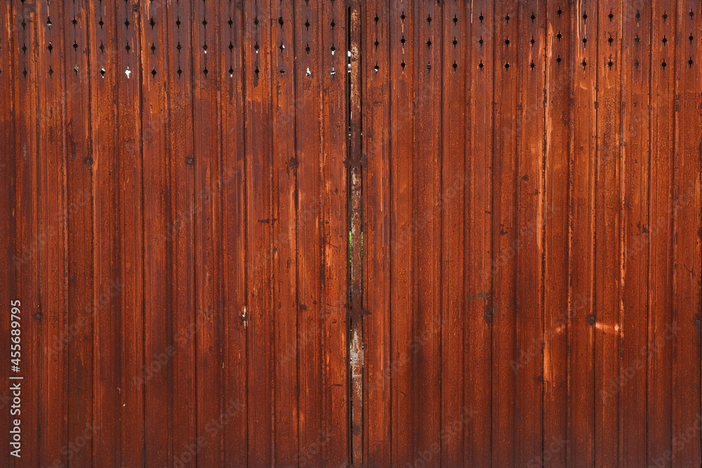 Fototapeta premium Rusty old metal door background, vintage style background, industry concept