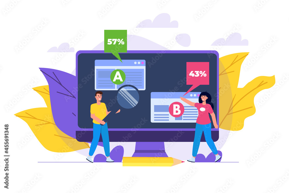 A-B comparison. Split testing concept. Vector illustration. A-B comparison. Split testing concept. Vector illustration.