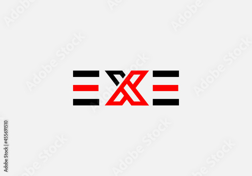 Abstract E X E letter marks minimalist logo design 