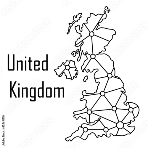 United Kingdom map icon  vector illustration in black isolated on white background.